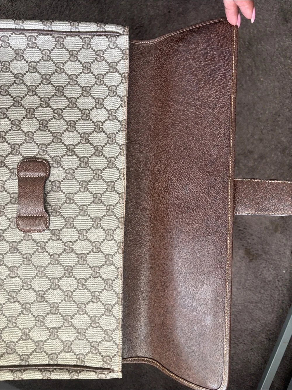 GUCCI VINTAGE Brown Patterned ATTACHE Briefcase Bag